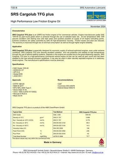 SRS Cargolub TFG plus