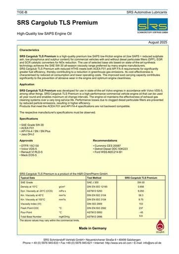 SRS Cargolub TLS Premium