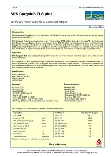 SRS Cargolub TLS plus